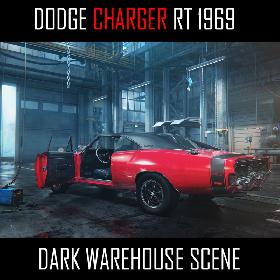 3D 1969 Dodge Charger in Dark Garage Environment